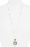 Kendra Scott 'carole' Long Semiprecious Stone Pendant Necklace In Black Mop/ Silver