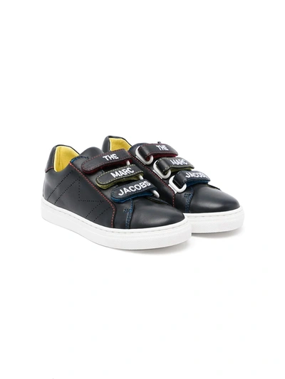 Marc Jacobs Kids' Logo-embroidered Touch-strap Trainers In Blue