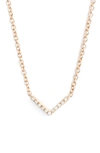 Ef Collection Mini Chevron Diamond Pendant Necklace In Yellow Gold