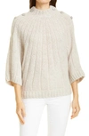 Ba&sh Barthy Bejeweled 3/4-sleeve Sweater In Greige
