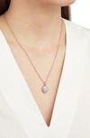 Monica Vinader Siren Semiprecious Stone Pendant Charm In Blue Lace Agate/ Rose Gold