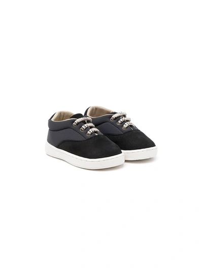 Babywalker Babies' Colour-block Panelled Leather Sneakers In Black