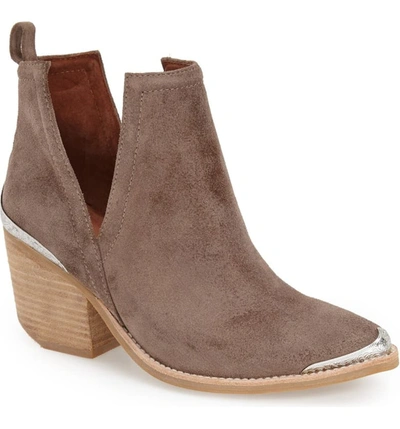 Jeffrey Campbell Cromwell Cutout Western Boot In Taupe Distressed Suede