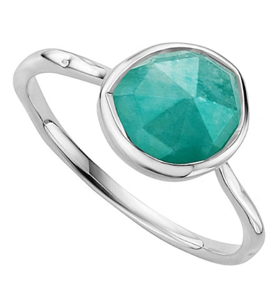 Monica Vinader Siren Sterling Silver And Amazonite Medium Stacking Ring In Silver/ Amazonite