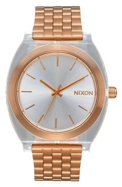 Nixon Time Teller Acetate Bracelet Watch, 40mm In Rose Gold / Clear