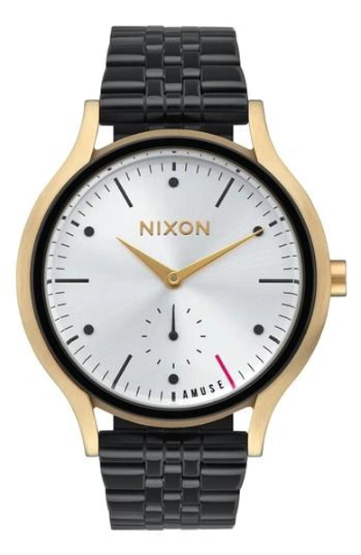 Nixon Sala Bracelet Watch, 38mm In Black/ White/ Gold