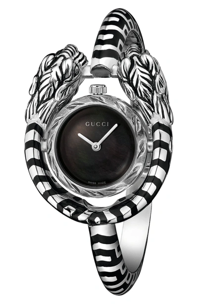 Gucci Dionysus Black Mother-of-pearl & Silver Bangle Watch