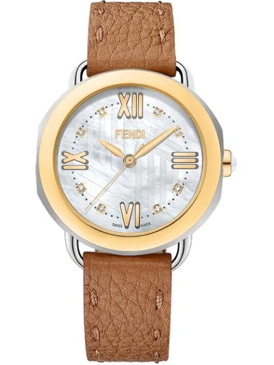Fendi Selleria Mother Of Pearl Leather Strap Watch, 36mm