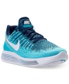 Nike Women's Lunarepic Low Flyknit 2 Running Sneakers From Finish Line In Binary Blue/white/polariz