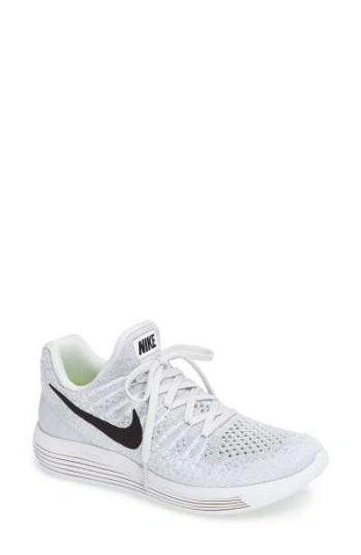 Nike Women's Lunarepic Low Flyknit 2 Running Sneakers From Finish Line In White/ Black/ Platinum/ Grey
