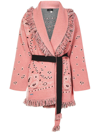 Alanui Bandana Cashmere Jacquard Cardigan In Pink