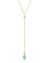 Jennifer Meyer Diamond Bezel With Turquoise Marquise Lariat Necklace In Gold