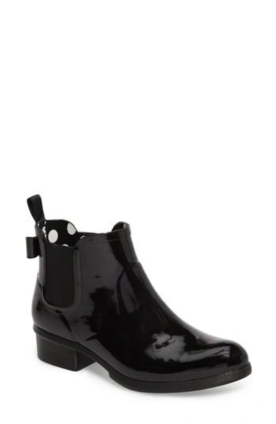 Kate Spade Telly Rubber Ankle Rain Boot In Black Shiny Rubber