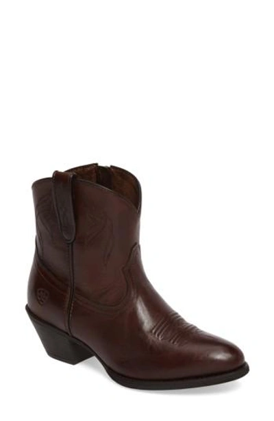 Ariat Darlin Short Western Boot In Naturally Dark Brown Suede