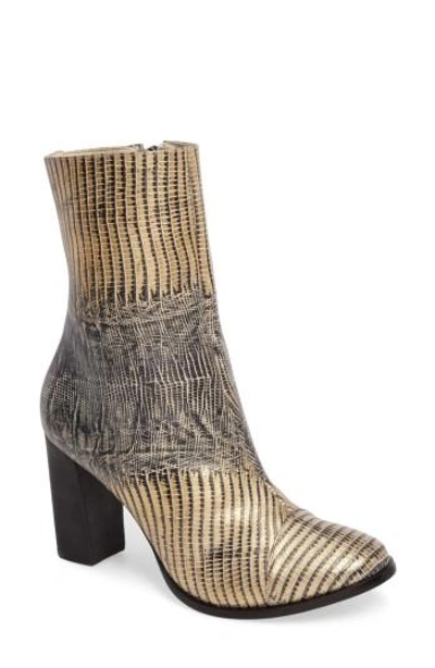 Matisse Florian Cap Toe Bootie In Metallic Snake Leather