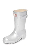 Hunter 'original Short' Rain Boot In Silver