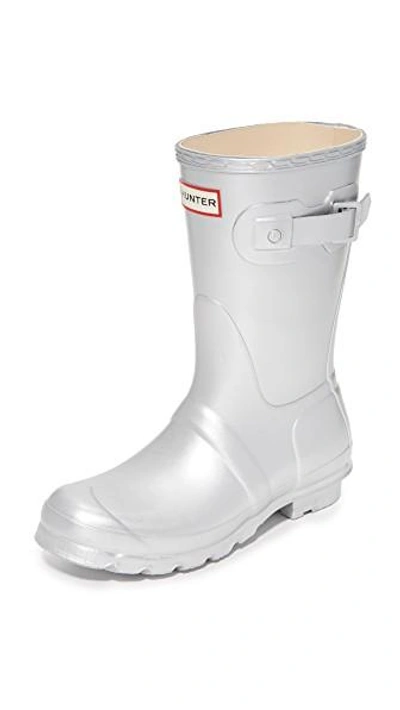 Hunter 'original Short' Rain Boot In Silver