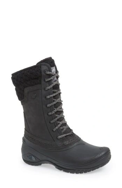The North Face Shellista Waterproof Insulated Snow Boot In Black/ Kitten Grey