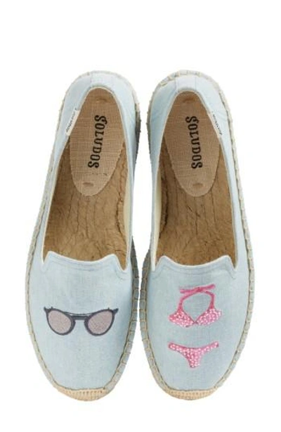 Soludos Embroidered Flat In Chambray