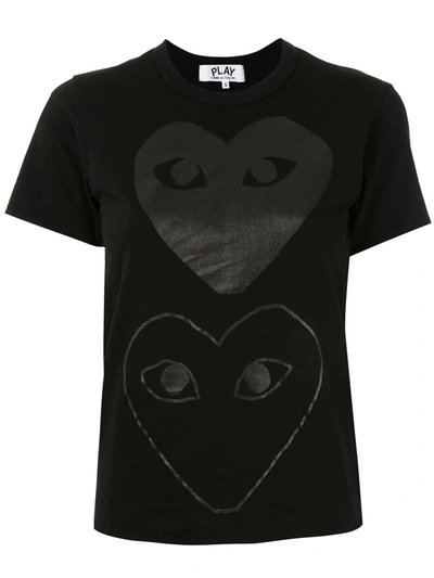Comme Des Garçons Play Logo Print T-shirt In Black