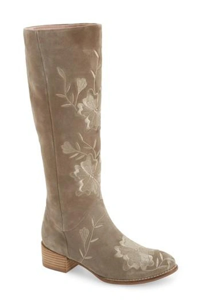 Seychelles Callback Embroidered Boot In Taupe Suede