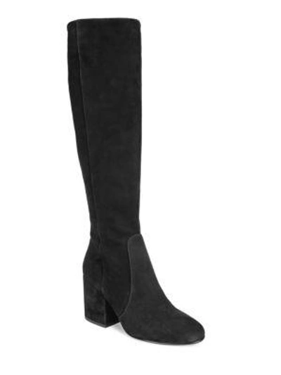 Sam Edelman Women's Thora Suede Tall Block Heel Boots In Black