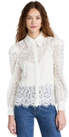 L Agence Jenica Lace Button-down Blouse In Ivory