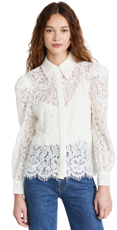 L Agence Jenica Lace Button-down Blouse In Ivory