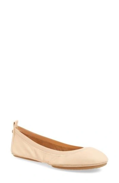 Yosi Samra Samara Foldable Ballet Flat In Nude Leather