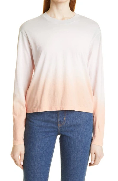 Atm Anthony Thomas Melillo Ombré Classic Jersey Long Sleeve T-shirt In Dove / Flamingo Ombre