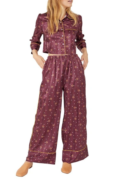 Free People Pajama Party Print Pajamas In Wine Combo