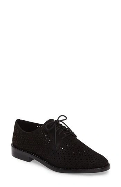 Vince Camuto Lesta Geo Perforated Oxford In Black Suede