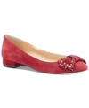 Vince Camuto Annaley Studded Ballet Bow Flats Women's Shoes In Samba Suede