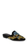 Jeffrey Campbell Claes Applique Loafer Mule In Black Velvet Combo