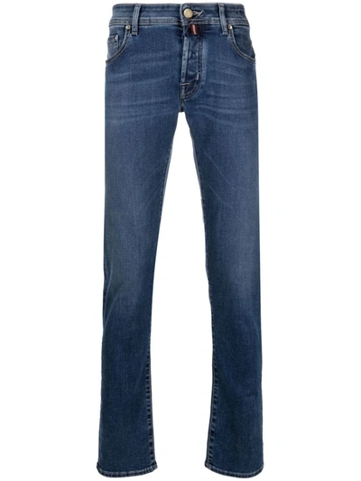 Jacob Cohen Logo-patch Slim-cut Jeans In Blue
