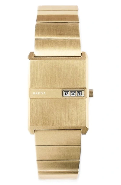 Breda Pulse Digital 18k Gold Plate Stainless Steel Bracelet Watch, 26mm X 7mm