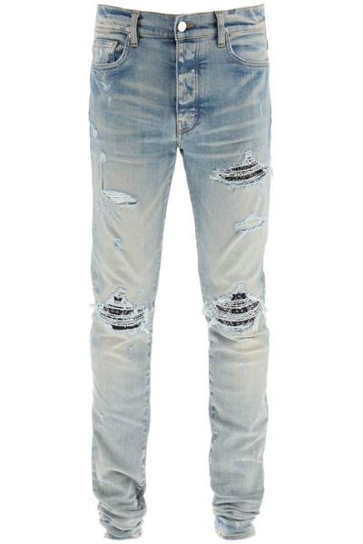 Amiri Distressed-finish Ripped Skinny Jeans In Blue