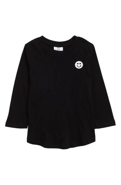 Miles And Milan Kids' Signature Patch Long Sleeve Tee In Black