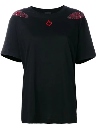 Marcelo Burlon County Of Milan Pachu Black Cotton T-shirt In Black Red