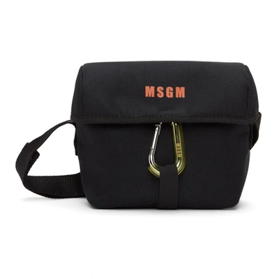 Msgm Logo Print Messenger Bag In Black