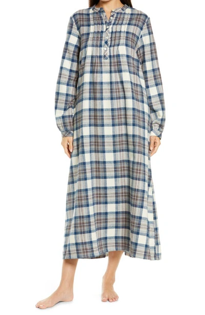 L.l.bean Scotch Plaid Flannel Nightgown In Indigo Tartan