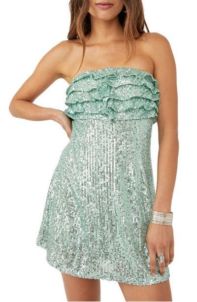 free people green strapless dress FREE PEOPLE Brown Green Fern Leaf Pattern Strapless Dress SZ 6