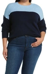 Vince Camuto Colorblock Sweater In Classic Navy