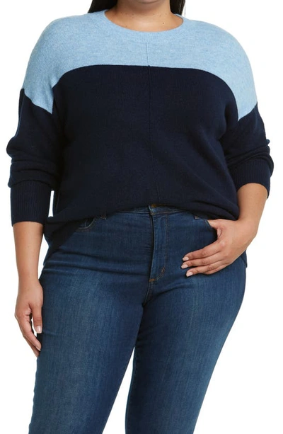 Vince Camuto Colorblock Sweater In Classic Navy