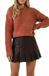 English Factory Round-neck Knit Sweater In Terracotta