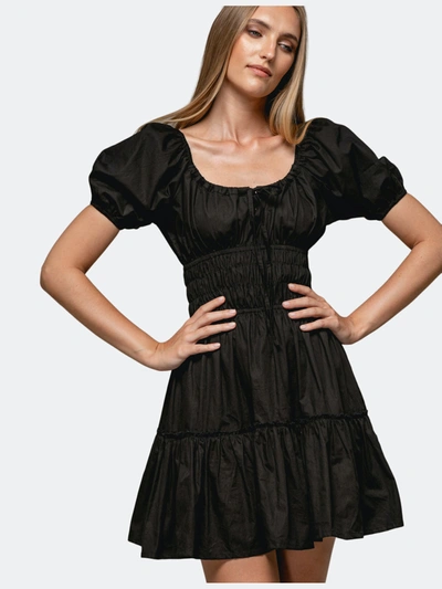 Lusana Freya Dress In Black Poplin