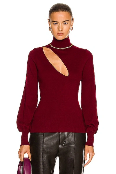 Nicholas Aliyah Cut-out Cotton-wool Turtleneck Sweater In Red
