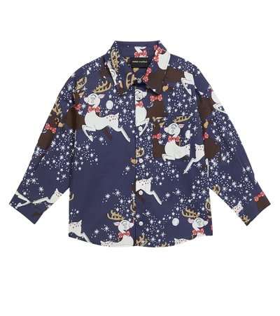 mini rodini reindeer dress Mini Rodini Reindeer Print Dress Girls Sz 2/3 Designer Blue Family Photos