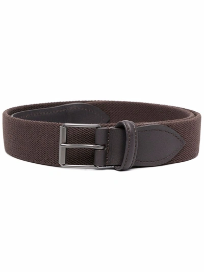 Anderson's Leather Trim Belt In Braun