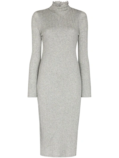 Skin Rachelle Ribbed Turtleneck Dress In Grey